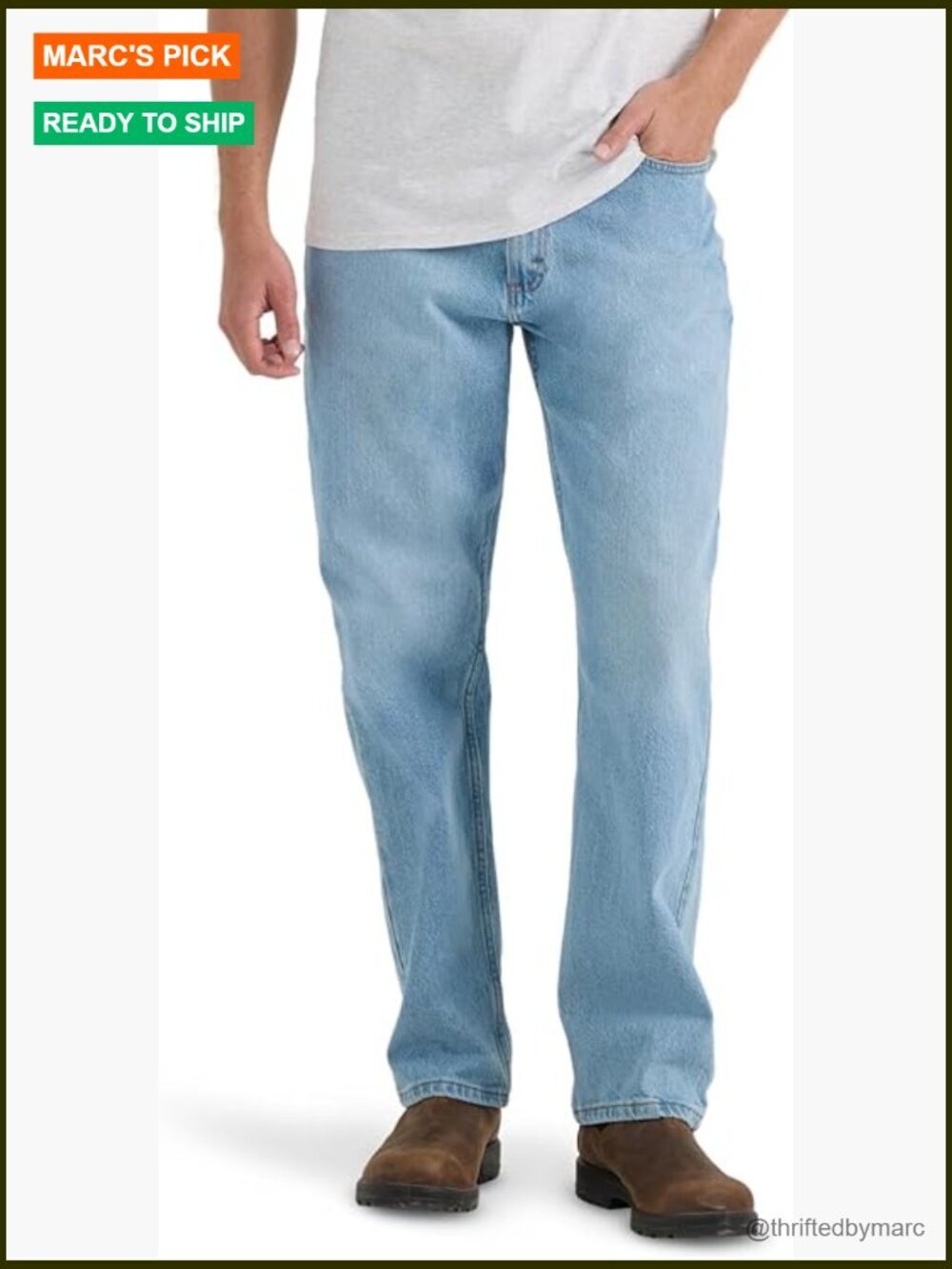 Loose Fit Mid Rise Straight Leg Jean 5-Pocket Cotton Spandex